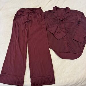 Nuuds Satin Pajama Set Merlot Size Small Loungewear Sleepwear